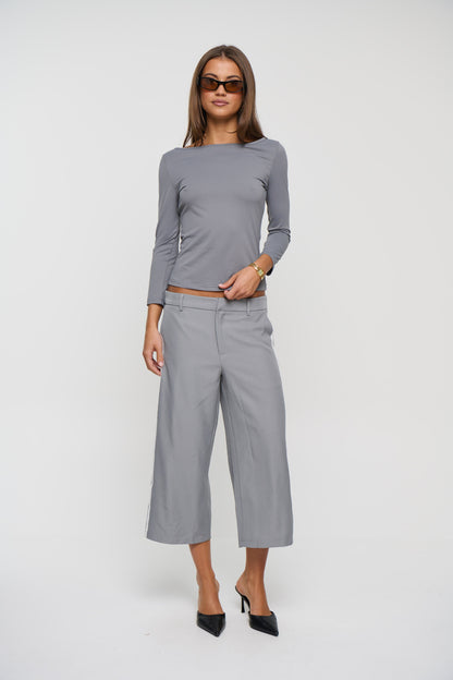 Dakota 3/4 Sleeve Top Dark Grey