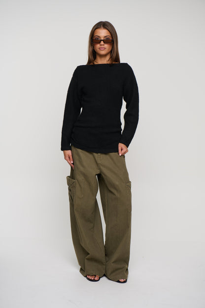 Harlow Off The Shoulder Knit Black