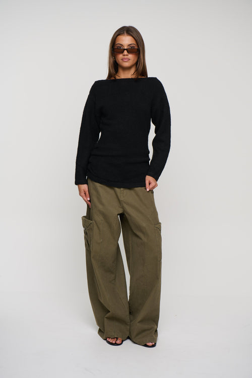 Harlow Off The Shoulder Knit Black
