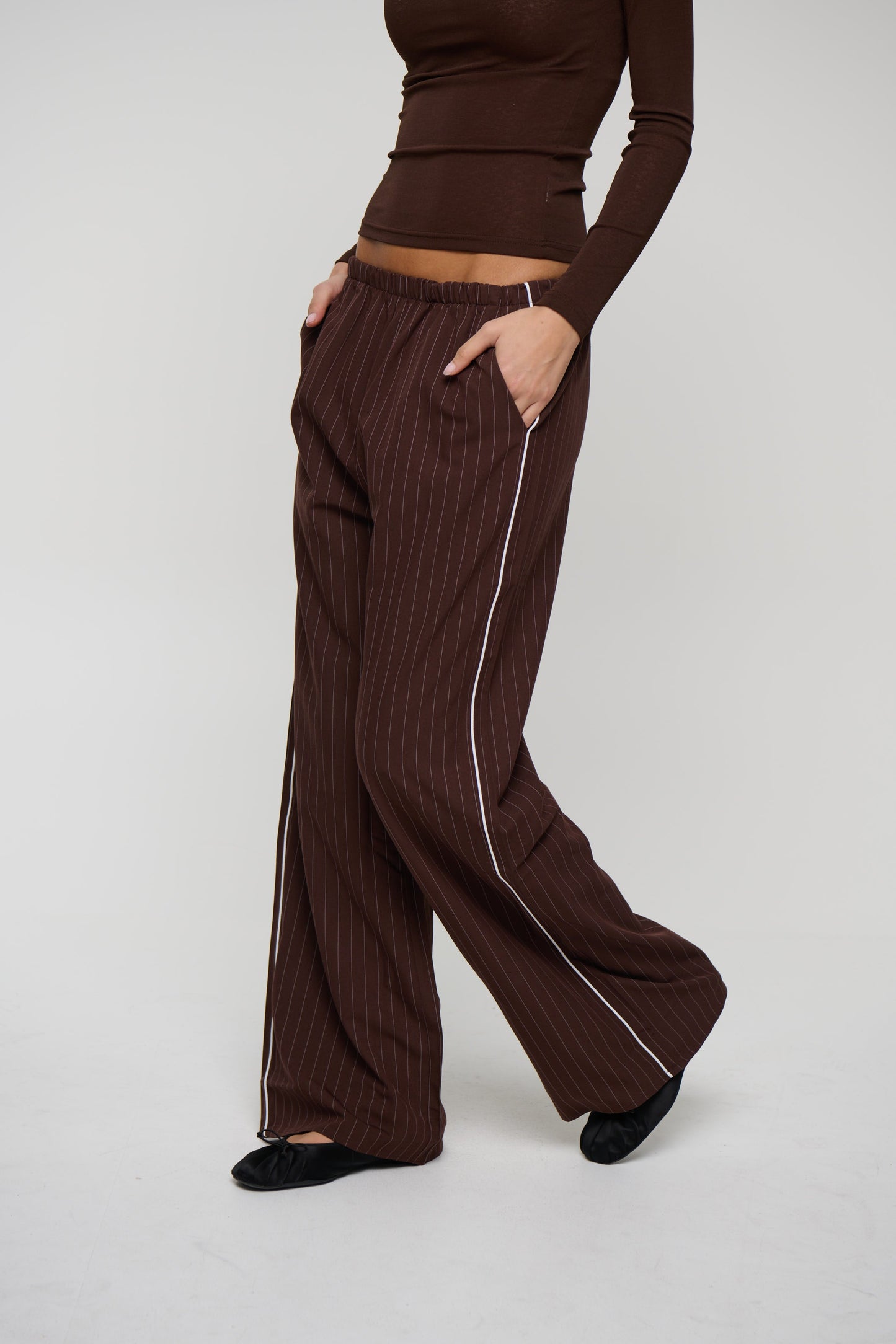 Jamie Pinstripe Pant Chocolate