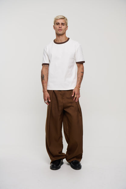 Charlie Ringer Tee Choc/White