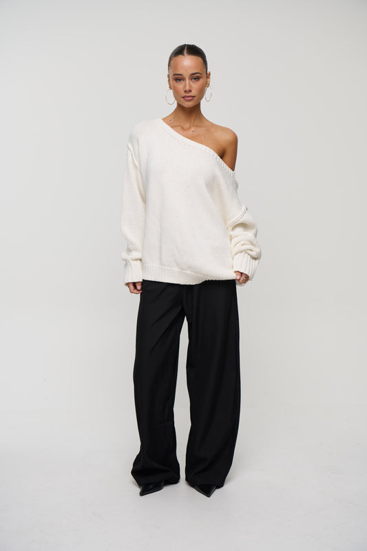 Alissa Off The Shoulder Knit Beige