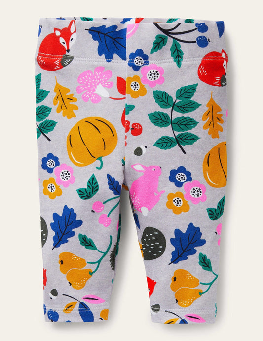 Baby Leggings-Grey Marl Forest Friends