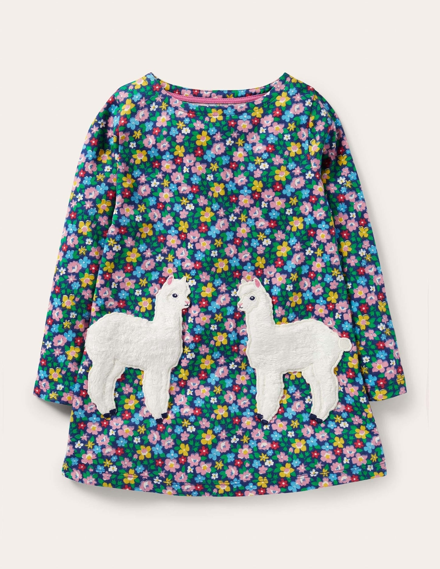 Appliqué Pocket Tunic-Starboard Blue Floral Alpaca