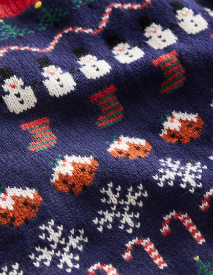 All Over Christmas Fair Isle-College Navy