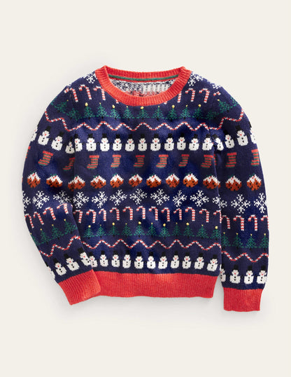 All Over Christmas Fair Isle-College Navy