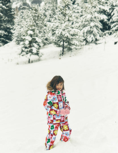 All-weather Waterproof Coat-Multi Flower Check