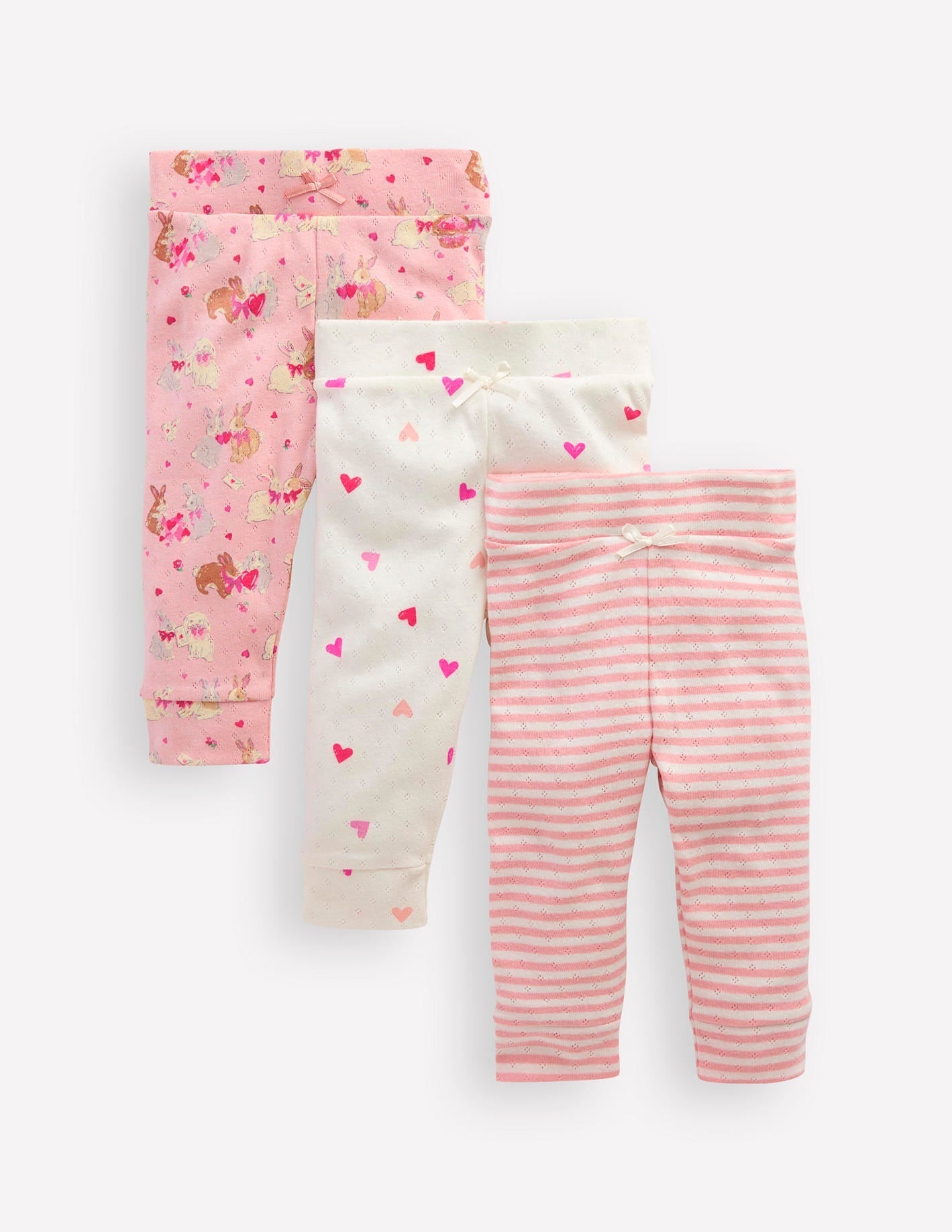 3-pack Pointelle Leggings-Pink Love Bunnies