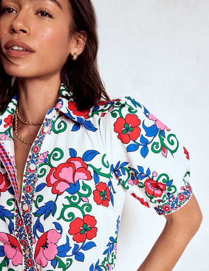 Alexa Maxi Shirt Dress-Multi, Ornamental Lattice