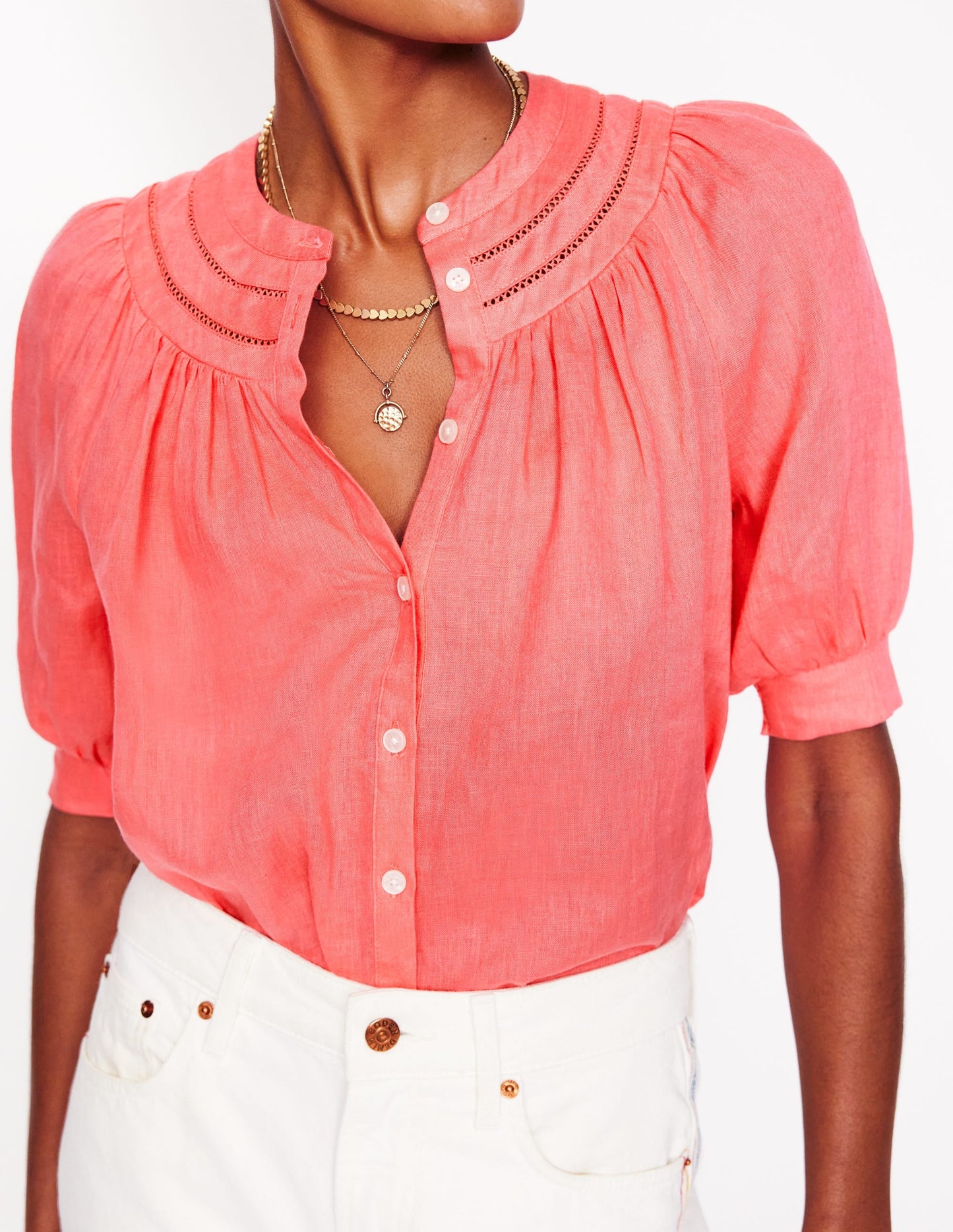 Bea Linen Top-Azealia Pink