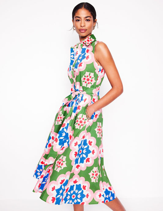 Amy Sleeveless Shirt Dress-Multi, Bloom Geo