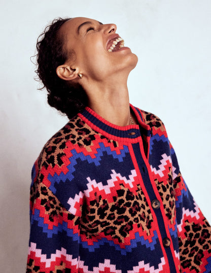 Abi Jacquard Cardigan-Multi Fair Isle, Leopard