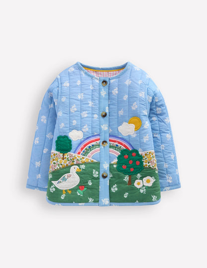 Appliqué Quilted Jacket-Multi Patchwork