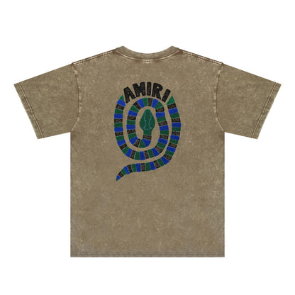 Amiri Washed Distressed T Shirt Printed Trendy Pure Cotton
