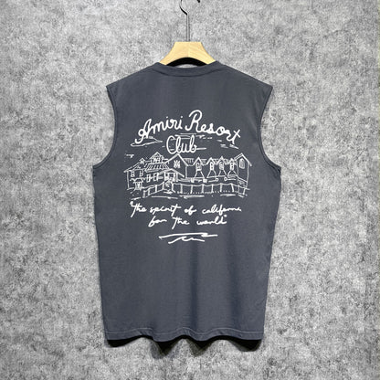 Amiri tank top sketch country printing