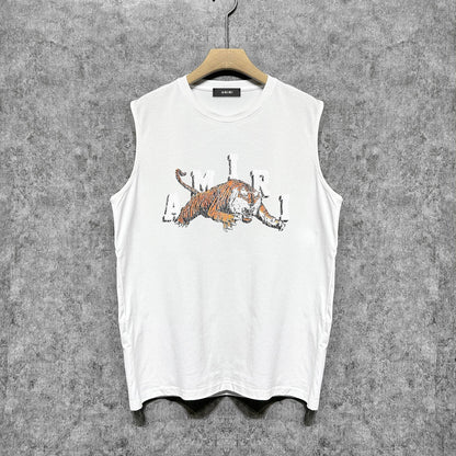 Amiri tank top bone fracture tiger print
