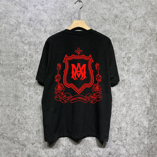 Amiri t shirts flower shield printing short sleeve