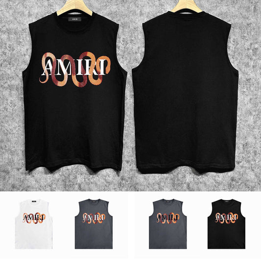 Amiri tank top gold snake print
