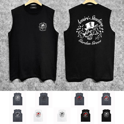 Amiri tank top hat big gray wolf printing