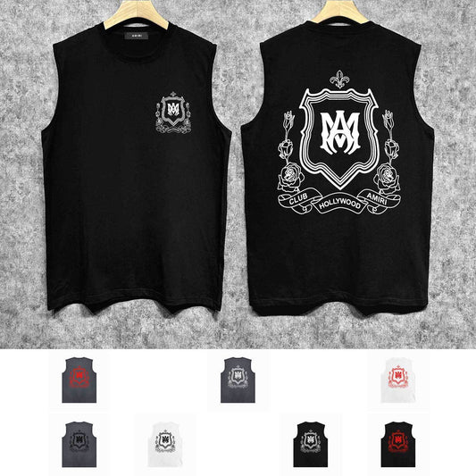 Amiri tank top flower shield printing