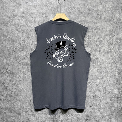 Amiri tank top hat big gray wolf printing