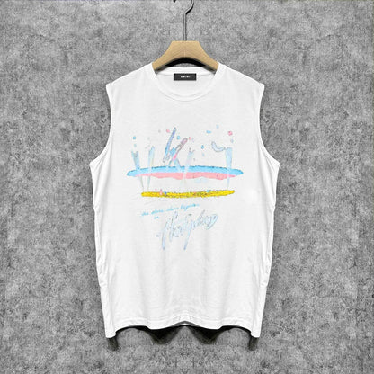 Amiri tank top hollywood rainbow printing