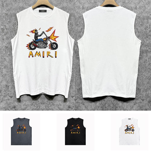 Amiri tank top motorcycle skull printing