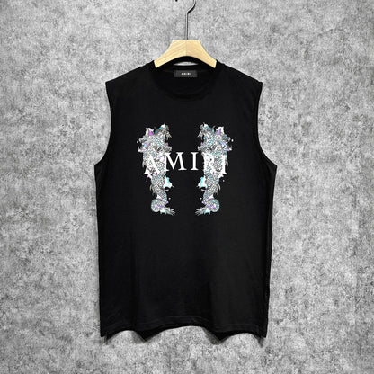 Amiri tank top double dragon print
