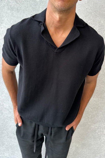 Brody Knit Polo Black