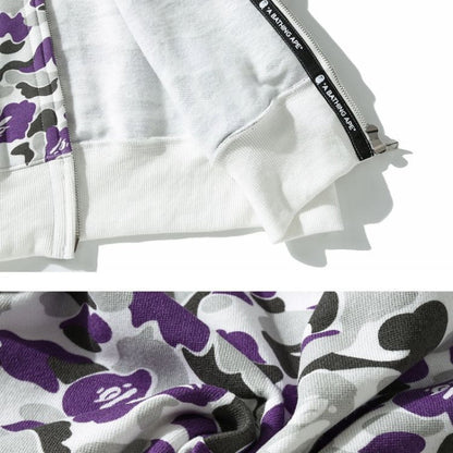 Bathing Ape Hoodie Shark with Camo Hooded Cardigan Zip Sweater Double Hat Jacket