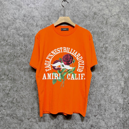 Amiri t shirts rose printing short sleeve