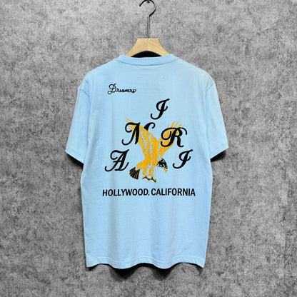 Amiri t shirts hollywood eagle printing short sleeve