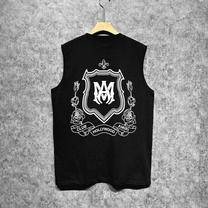 Amiri tank top flower shield printing