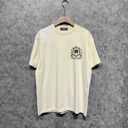 Amiri t shirts flower shield printing short sleeve