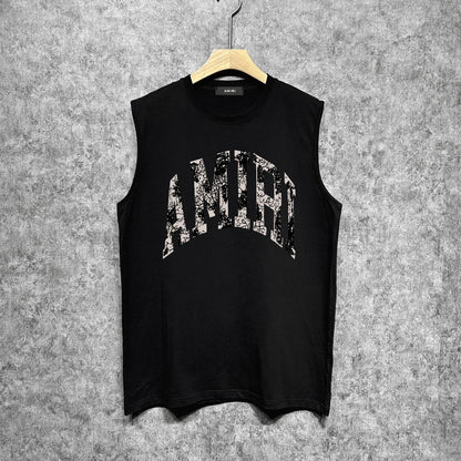 Amiri tank top with cracked letterprinting