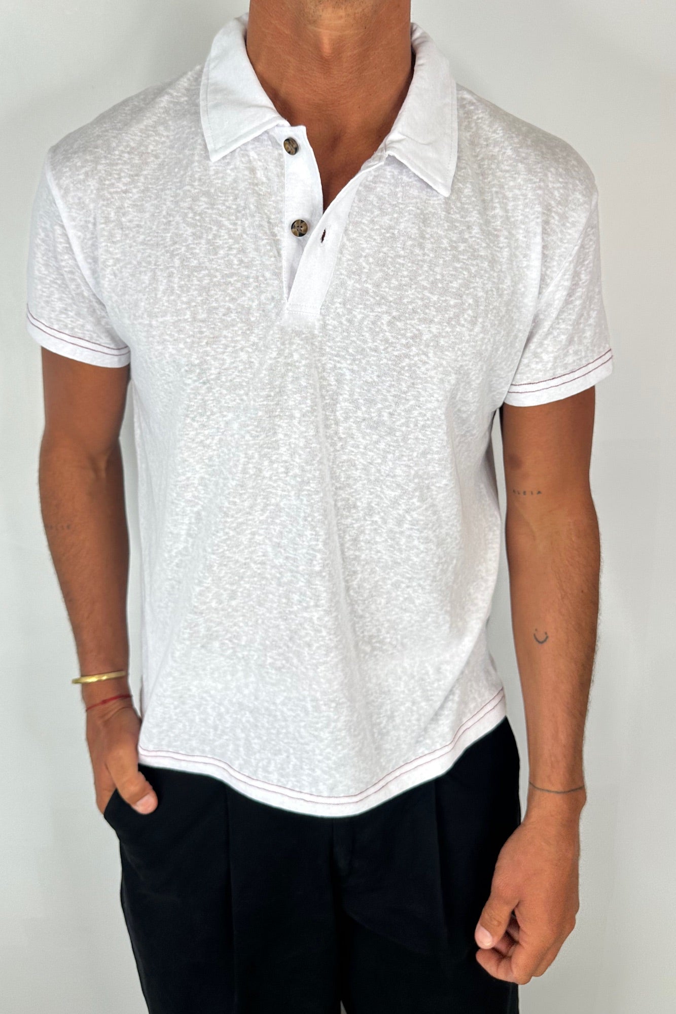 Eric Lightweight Polo White - FINAL SALE