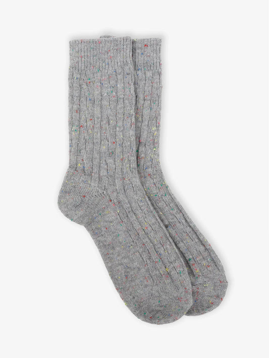 Cable Knit Crew Socks Grey