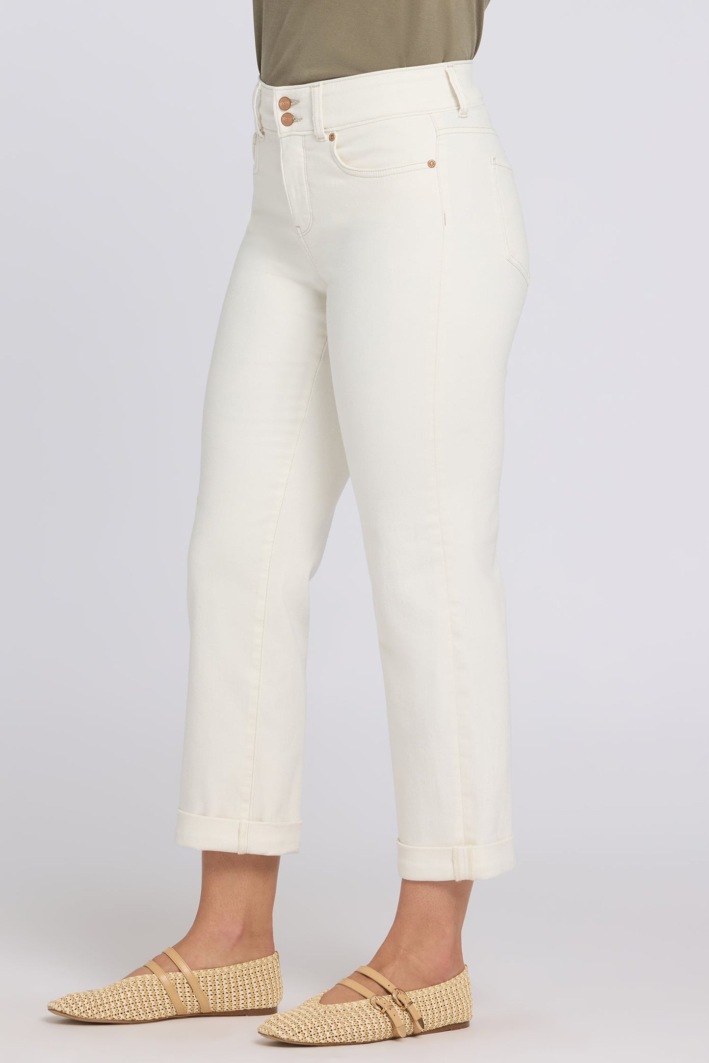 Bailey Relaxed Straight Crop Jeans - Vintage White