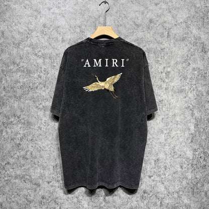 Amiri T-shirt Washed and Worn Retro Short Sleeve T-shirt