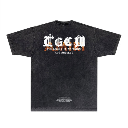 Amiri T-shirt Washed and Worn Retro Short Sleeve T-shirt