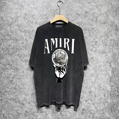 Amiri T-shirt Washed and Worn Retro Short Sleeve T-shirt