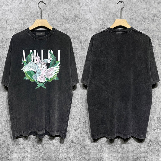 Amiri T-shirt Washed and Worn Retro Short Sleeve T-shirt