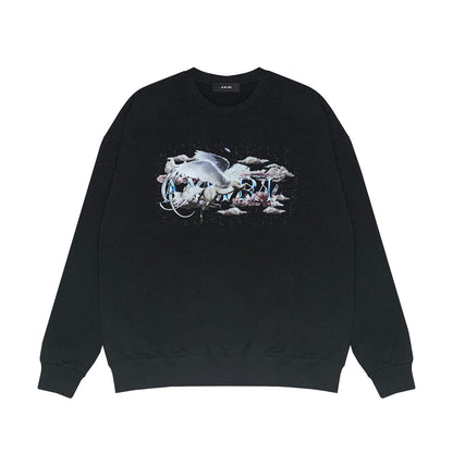 Amiri Long Sleeved Shirt Fashion Brand Crew Sweatshirts round Neck Sweater