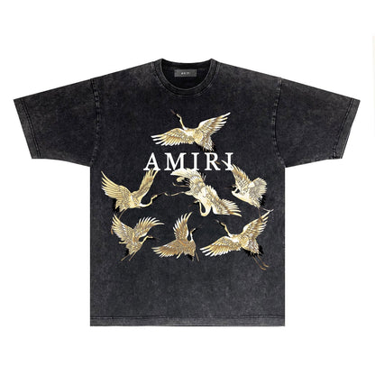 Amiri T-shirt Washed and Worn Retro Short Sleeve T-shirt