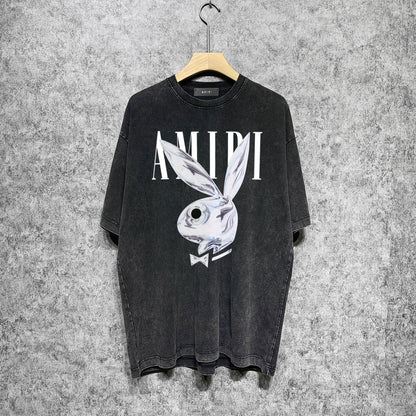 Amiri T-shirt Washed and Worn Retro Short Sleeve T-shirt