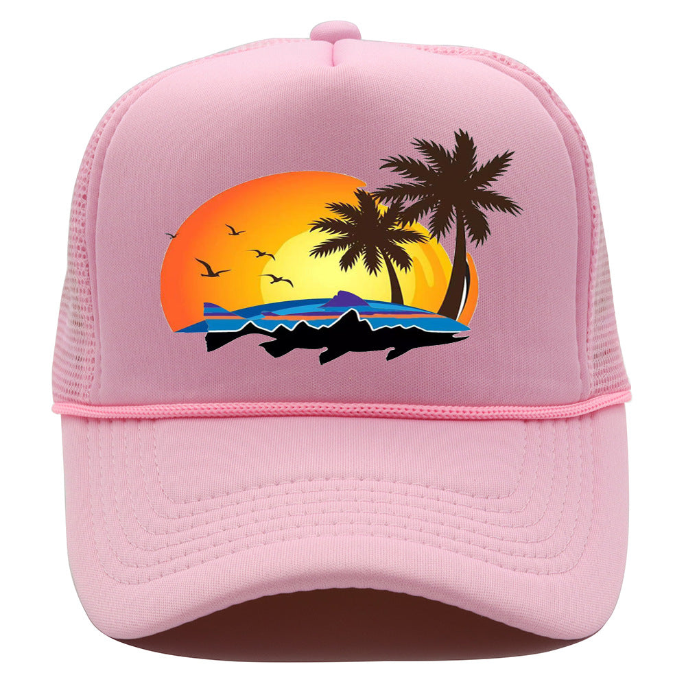 Bass Pro Shops Hat Summer Outdoor Surfing Baseball Cap Printed Fishing Net Cap