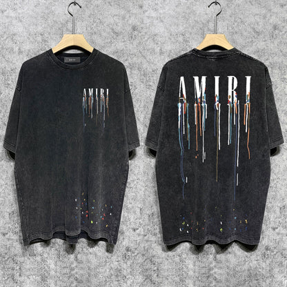 Amiri T-shirt Washed and Worn Retro Short Sleeve T-shirt