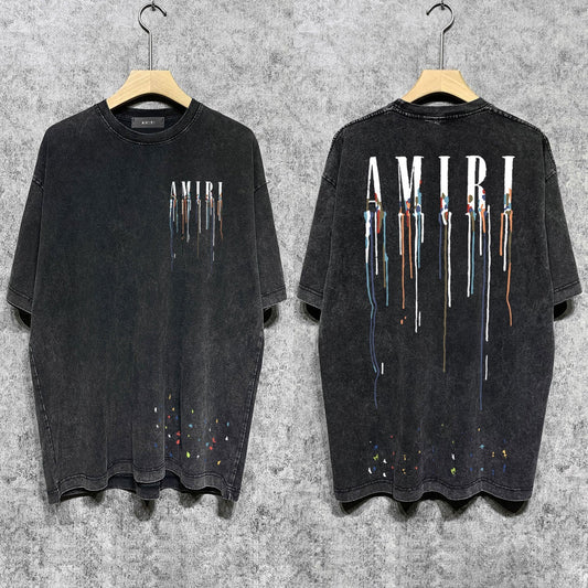 Amiri T-shirt Washed and Worn Retro Short Sleeve T-shirt