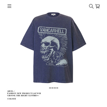 American vintage street T-shirt pure cotton men's and women's summer loose