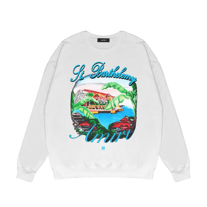Amiri Long Sleeved Shirt Fashion Brand Crew Sweatshirts round Neck Sweater